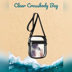 NEW Clear Crossbody Security Bag Black Trim Stadiums Concerts Festivals Airport
